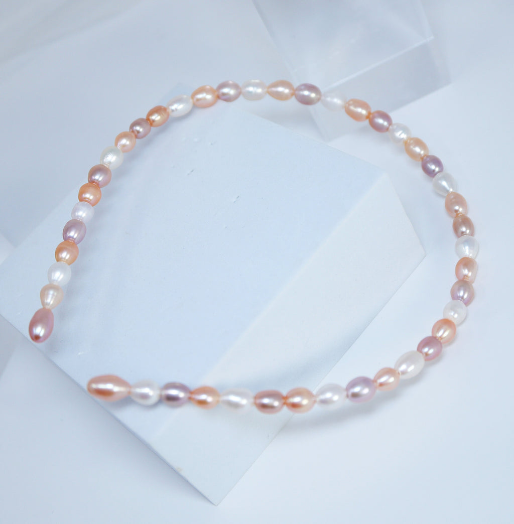 Natural Freshwater White Purple Pearl Dainty Headband, Bridal Hair Vine, Delicate Headband, Hair accessories.