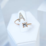 Crystal A Alphabet Statement Ring, Promise Ring For a Friend, Friendship ring.