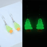 Glow In Dark Minimalist Neon Green Christmas Tree Dangle Earrings, Crystal Tree Earring, Statement Christmas Earring.