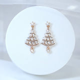 Rhinestone Star Christmas Tree Ornaments Dangle Earrings, Crystal Tree Earring, Statement Christmas Earring.