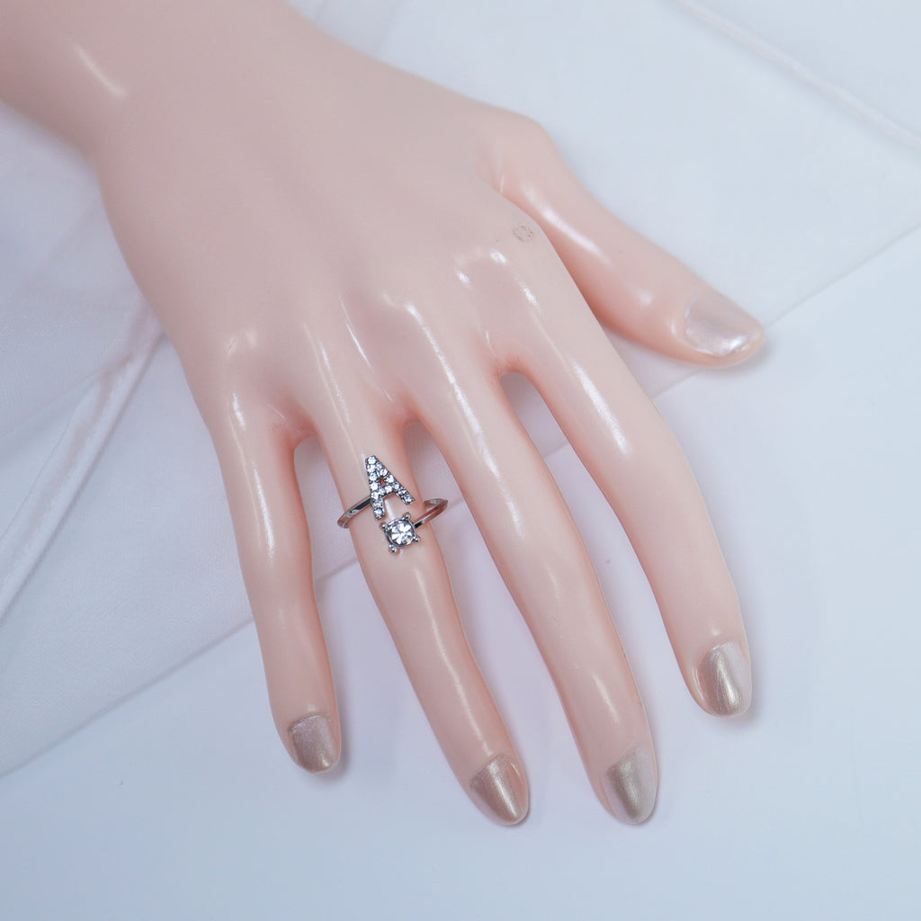 Crystal A Alphabet Statement Ring, Promise Ring For a Friend, Friendship ring.