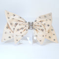 Beige Satin Bow With Rhinestones And Crystals Bridal French Hair Clip, Bridesmaid Gift, Wedding Hair Accessory, Large Hair Clip.