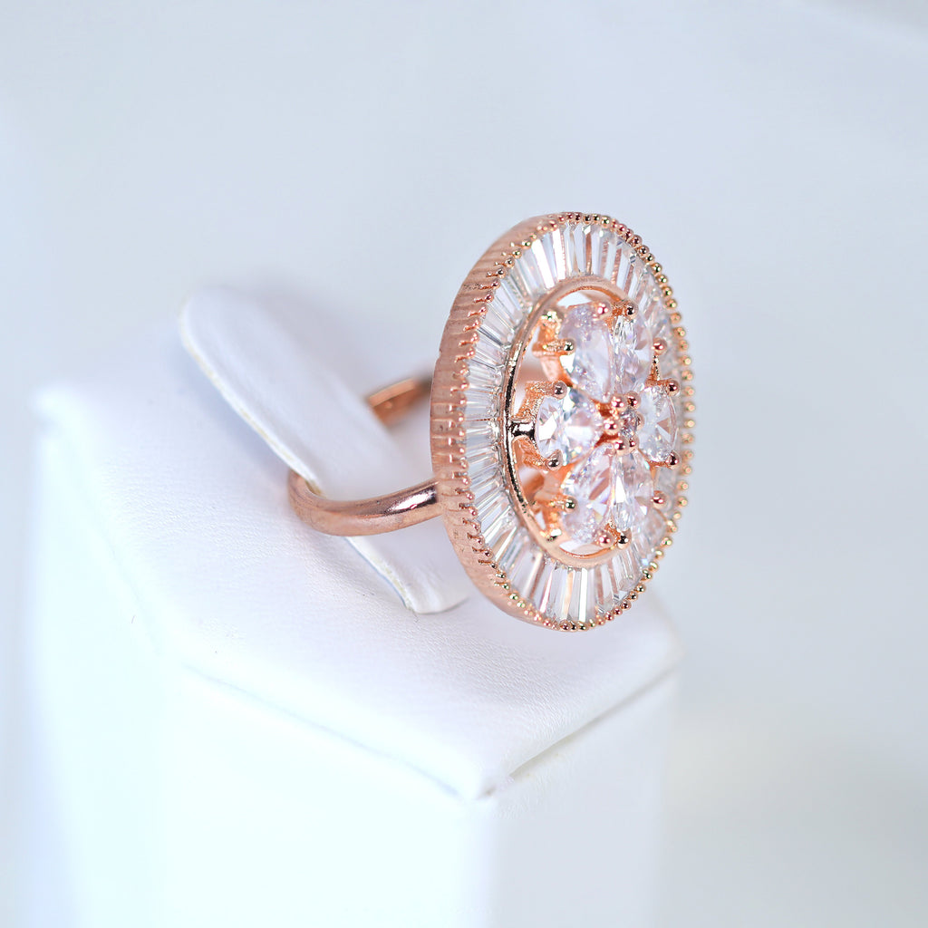 Swarovski Crystal Floral Large Statement Ring, Engagement Ring, Promise Ring For a Friend, Friendship ring.