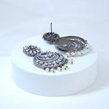 Cubic Zirconia Gray Black Chandelier Diamond Drop Earring, Long Bridal Jewelry, Crystal Bridal Earrings, Statement Earrings