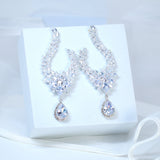 Cubic Zirconia Shimmering Drop Crystal/Diamond Earrings, Long Bridal Earrings, Crystal Bridal Earrings, Statement Earrings Cz