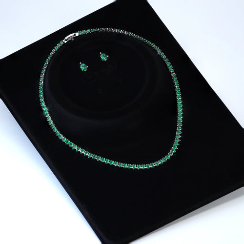 Swarovski Crystal Green Dainty Elegant Necklace set, Gift for her, Bridesmaid Proposal, Valentines