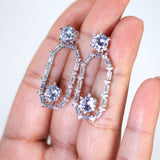Radiant Diamond Dangle Earrings with Swarovski Crystals Earring, Long Bridal Earrings, Crystal Bridal Earrings, Statement Earrings Cz
