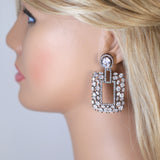 Cubic Zirconia Black Chandelier Diamond Drop Earring, Long Bridal Jewelry, Crystal Bridal Earrings, Statement Earrings