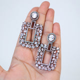 Cubic Zirconia Black Chandelier Diamond Drop Earring, Long Bridal Jewelry, Crystal Bridal Earrings, Statement Earrings