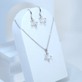 Swarovski Crystal Dainty Leaf Drop Necklace , Bridal Jewelry, Bridal Earrings And Necklace, Statement Earrings Cz, Necklace Set