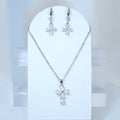 Swarovski Crystal Dainty Clover And Cross Drop Necklace , Bridal Jewelry, Bridal Earrings And Necklace, Statement Earrings Cz, Necklace Set