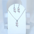 Swarovski Crystal Dainty Rose Drop Necklace , Bridal Jewelry, Bridal Earrings, Statement Earrings Cz, Necklace Set, Valentines Gift.