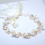 Faux Pearl Porcelain Ceramic White Flower Pearl Bridal Headband, Bridal Hair Vine, Delicate Headband, Hair accessories.