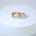 Gold Rainbow Beaded Hoop Earrings, Statement Earrings.