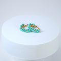 Gold Turquoise Blue Color Beaded Hoop Earrings, Bridal Earrings, Wedding Guest Earrings, Statement Earrings.