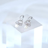 Natural Cultured Freshwater Pearl Drop Bridal Earrings, Crystal Bridal Earrings, Statement Earrings Cz