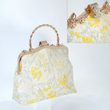 Shimmering Gold Yellow Floral Embroidered Fabric Floral Bridal Wedding Bag, Statement Bag, Evening Wedding Clutch, Cross Body Bag