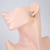 Gold Rainbow Beaded Hoop Earrings, Statement Earrings.