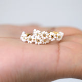 Gold White Beaded Hoop Earrings, Bridal Earrings, Wedding Guest Earrings, Statement Earrings.