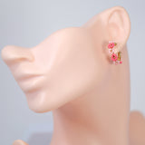 Gold Pink Color Beaded Hoop Earrings, Bridal Earrings, Wedding Guest Earrings, Statement Earrings.