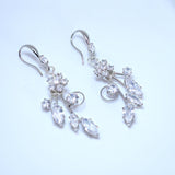 CZ Flower Vine In Paradise Dangle Earrings, Crystal/Diamond Earring, Long Bridal Jewelry, Crystal Bridal Earrings, Statement Earrings Cz