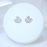 Cubic Zirconia Diamond Swan stud Earrings, Bridal Jewelry, Bridal Stud Earrings, Crystal Bridal Earrings, Statement Earrings Cz