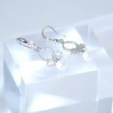Natural Cultured Freshwater Pearl Drop Bridal Earrings, Crystal Bridal Earrings, Statement Earrings Cz