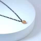 Swarovski Crystal black Beaded Chain Shinny Heart Pendant Necklace , Valentine's Day Gift For Her, Galentine's Day, Statement Necklace Cz
