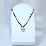 Swarovski Crystal black Beaded Chain Shinny Heart Pendant Necklace , Valentine's Day Gift For Her, Galentine's Day, Statement Necklace Cz