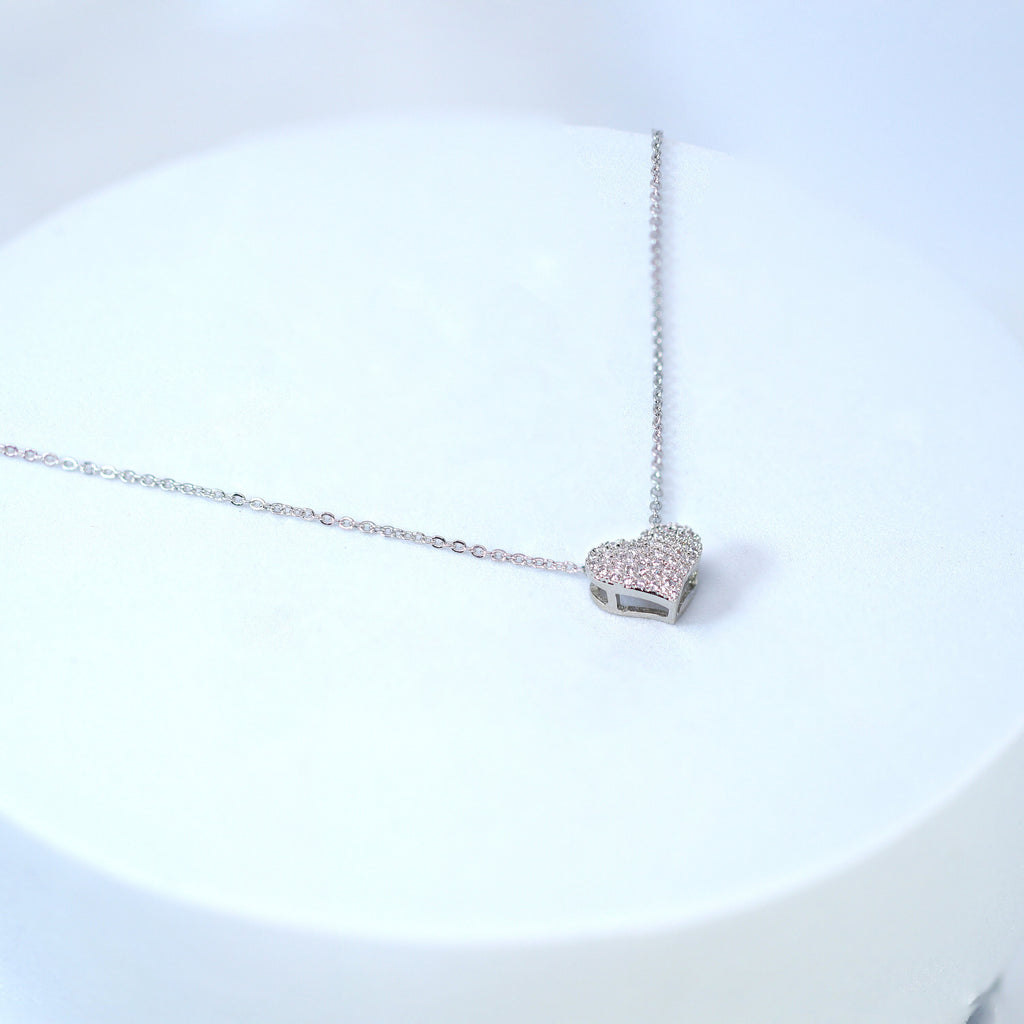 CZ Dainty Shimmering Heart Necklace , Wedding Necklace, Bride to be, Valentine's Day Gift For Her, Galentine's Day, Statement Necklace Cz