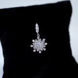 Swarovski Crystal Dainty Snowflake Drop Earrings, Long Dangle Crystal, Diamond Earrings, Long Bridal Jewelry, Crystal Bridal Earrings Cz
