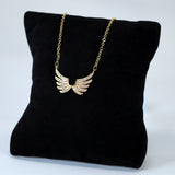 Shimmering Gold Angel Wings Charm Necklace, Bride to be, Valentine's Day Gift For Her, Galentine's Day, Statement Necklace Cz