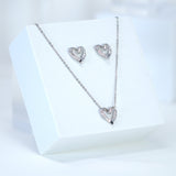 Crystal/Diamond Heart Earring And Necklace Set, Bride Earrings And Necklace, Gift For Her, Bridesmaid Maid Of Honor Gift Cz