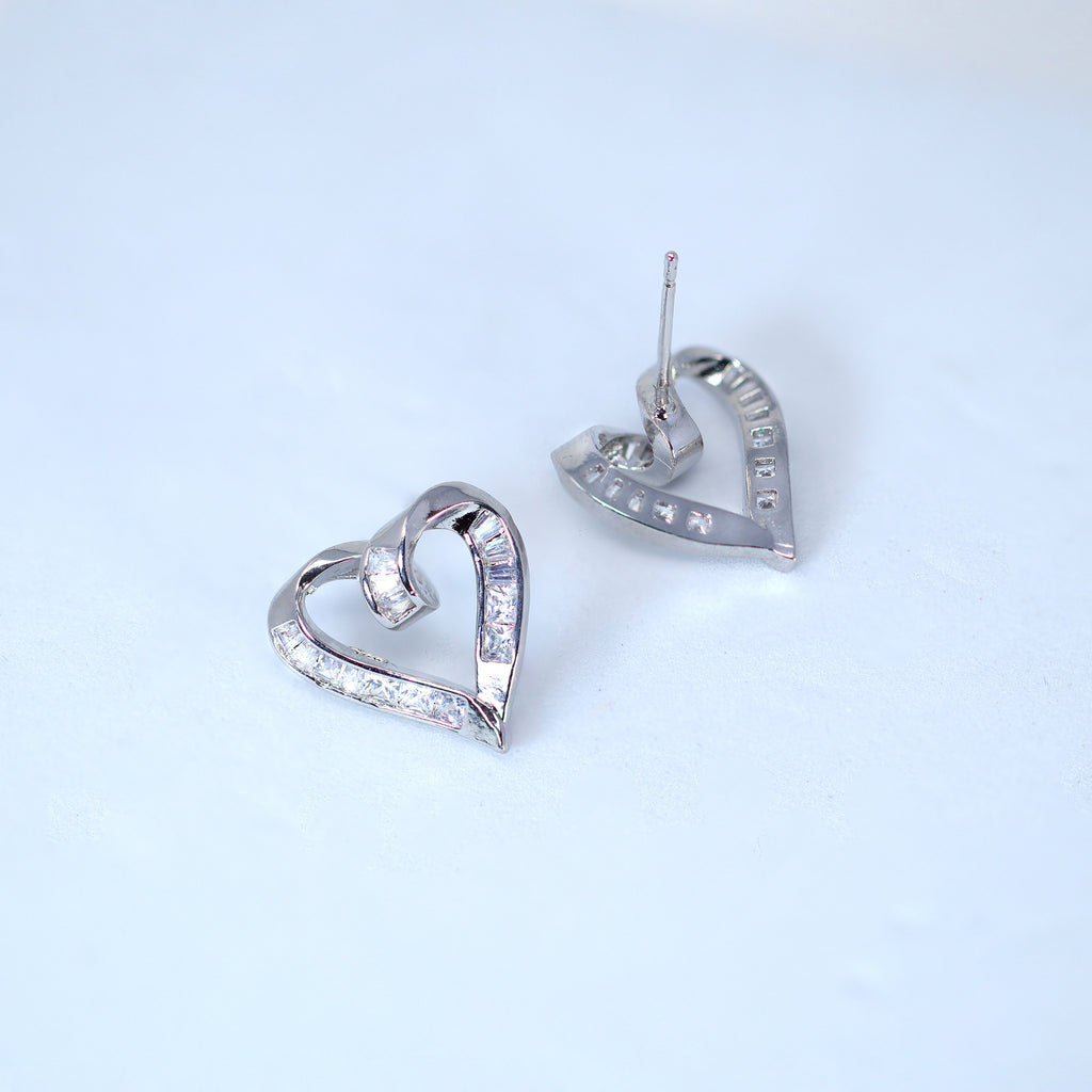Crystal/Diamond Heart Earring And Necklace Set, Bride Earrings And Necklace, Gift For Her, Bridesmaid Maid Of Honor Gift Cz