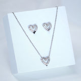 Crystal/Diamond Heart Earring And Necklace Set, Bride Earrings And Necklace, Gift For Her, Bridesmaid Maid Of Honor Gift Cz