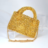 Silver Gold Shinning Beaded Bag Wedding Clutch, Statement Bag, Evening Clutch, Wedding Clutch, Bridal Bag, Silver gold Cross Body Bag