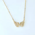 Shimmering Gold Angel Wings Charm Necklace, Bride to be, Valentine's Day Gift For Her, Galentine's Day, Statement Necklace Cz