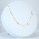 Natural Cultured Pearl Drop Dainty Bezel Necklace, Bridal Chocker Necklace, Statement Earrings Cz