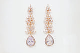 Leaf Drop, Long Dangle Crystal, Diamond Earrings, Long Bridal Jewelry, Crystal Bridal Earrings, Statement Earrings Cz