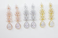 Leaf Drop, Long Dangle Crystal, Diamond Earrings, Long Bridal Jewelry, Crystal Bridal Earrings, Statement Earrings Cz