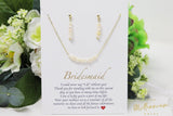 Natural Freshwater Pearls Bridesmaid Jewelry, Pearl Bridesmaid Earrings And Necklace, Crystal Earrings, Maid Of Honor Gift