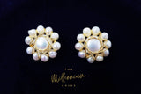 Natural Freshwater Pearls White Flower, Bridal Jewelry Bridal Stud Earrings Pearl Stud Bridal Earrings Statement Earrings Cz