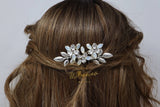 Opal Floral Vine Leaves Hair Comb And 3 Pins Set, Bridal Hair Accessories, Wedding Hair Accessory, Bridal Peach Hair Comb And Pins Set.