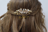 Opal Floral Vine Leaves Hair Comb And 3 Pins Set, Bridal Hair Accessories, Wedding Hair Accessory, Bridal Peach Hair Comb And Pins Set.