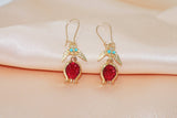 Pomegranate Gold Dangle Earrings, Crystal Earrings, Bridesmaid Earrings, Wedding Earrings, Bridal Bridesmaid Earrings