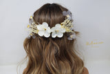 Rhinestones Crystals White Flower Bridal Hair Comb and hair pins set, Bridal Hair Piece, Bridal Hair Accessories, Wedding Hair Accessory.