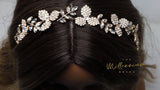 Rhinestones Dainty Floral Crystal Leaves Gold Hair Vine Headband, Bridal Hair Vine, Delicate Headband, Hair accessories.