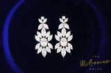 Rose Gold Floral Swarovski Crystal/Diamond earrings Long Bridal Jewelry Bridal Earrings Crystal Bridal Earrings Statement earrings Cz