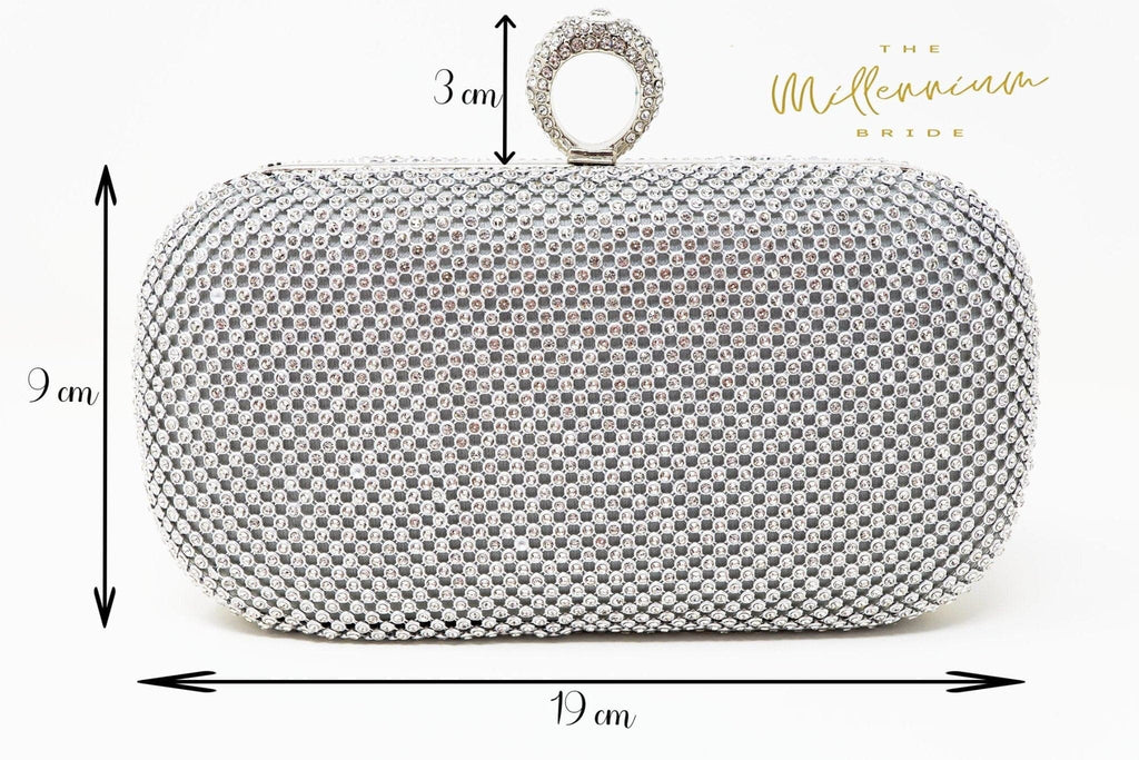Silver Crystal Wedding Clutch, Statement Bag, Evening Clutch, Wedding Clutch, Bridal Bag, White Cross Body Bag