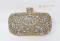 Silver Gold Crystal Floral Leaves Wedding Clutch, Statement Bag, Evening Clutch, Wedding Clutch, Bridal Bag, Silver gold Cross Body Bag
